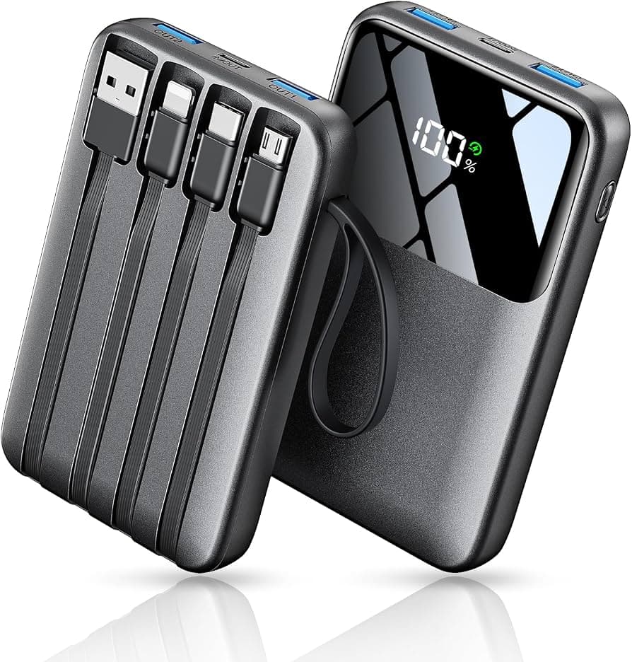 10,000mAh Power Bank with Cables